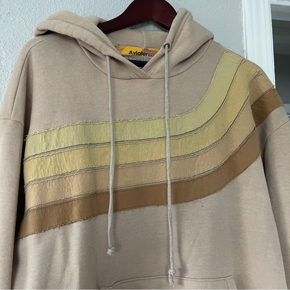 Aviator Nation Hoodie with Striped design Sand/sand M - Picture 6 of 16